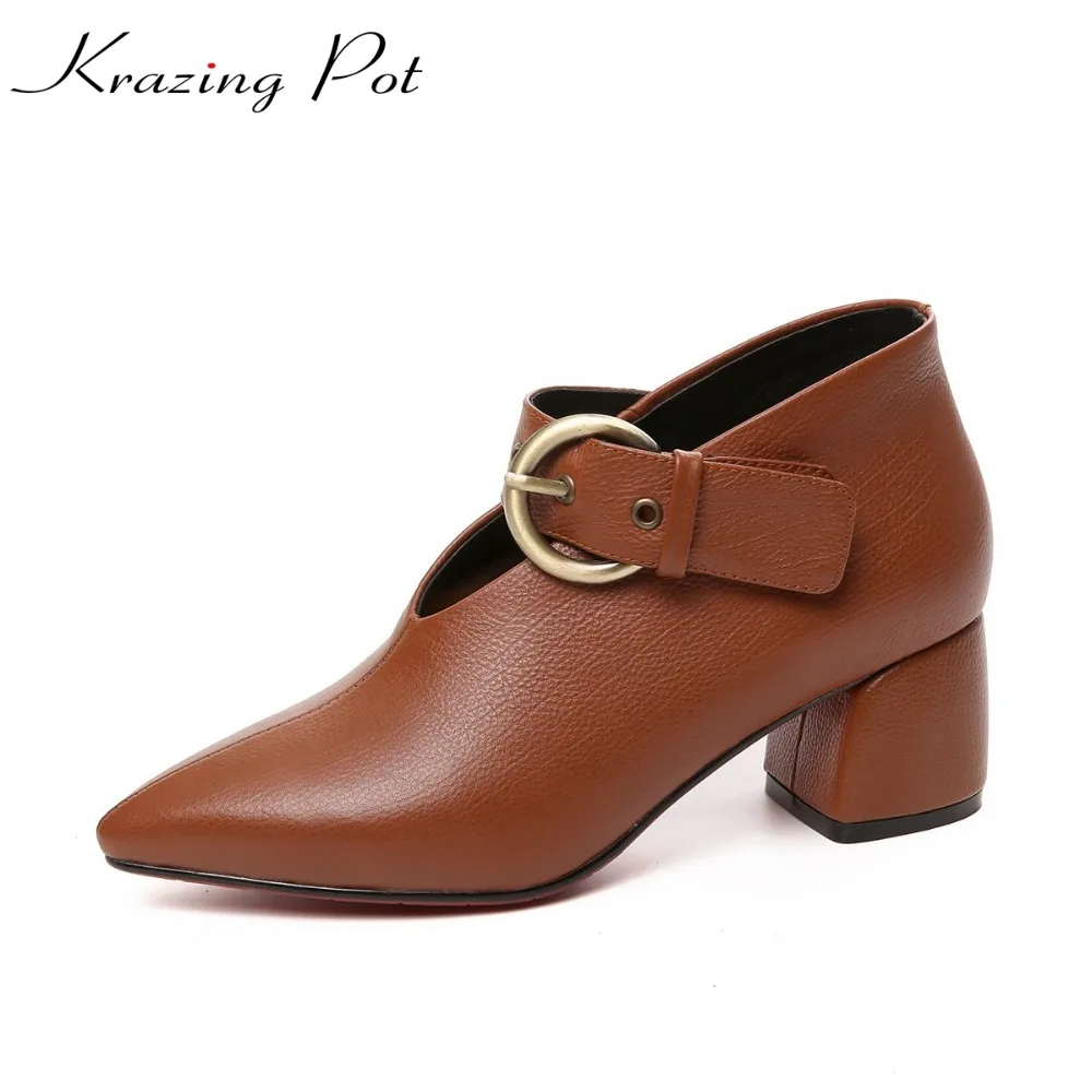 KRAZING POT new vintage cow leather original design brand high heels women pumps pointed toe autumn winter office lady shoes L27
KRAZING POT new vintage cow leather original design brand high heels women pumps pointed toe autumn winter office lady shoes L27