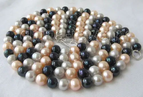FREE SHIPPING>>>@@ > N1505 AA 50" 9-10mm black gray pink round freshwater pearl necklace-925 silver clasp
FREE SHIPPING>>>@@ > N1505 AA 50" 9-10mm black gray pink round freshwater pearl necklace-925 silver clasp
