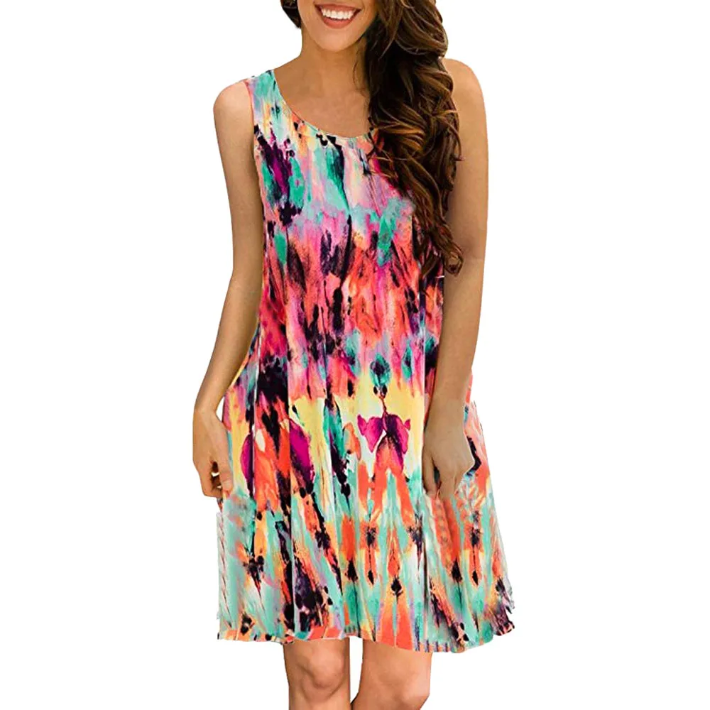 Women's Bohemian dresses Summer Casual Sleeveless Floral Printed Swing Dress Sundress with Pocket
Women's Bohemian dresses Summer Casual Sleeveless Floral Printed Swing Dress Sundress with Pocket