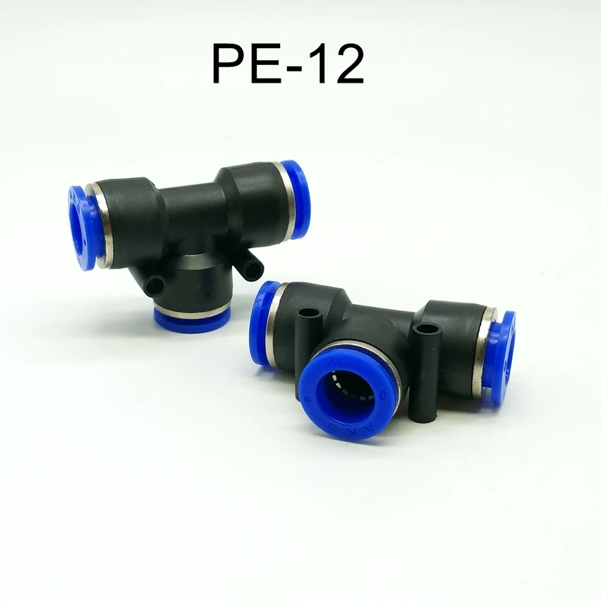 

5pcs/lot Pneumatic Fittings 3 Way T-shape 12mm OD Hose Push in Fitting PE-12 Tee Fitting Quick Joint Connector