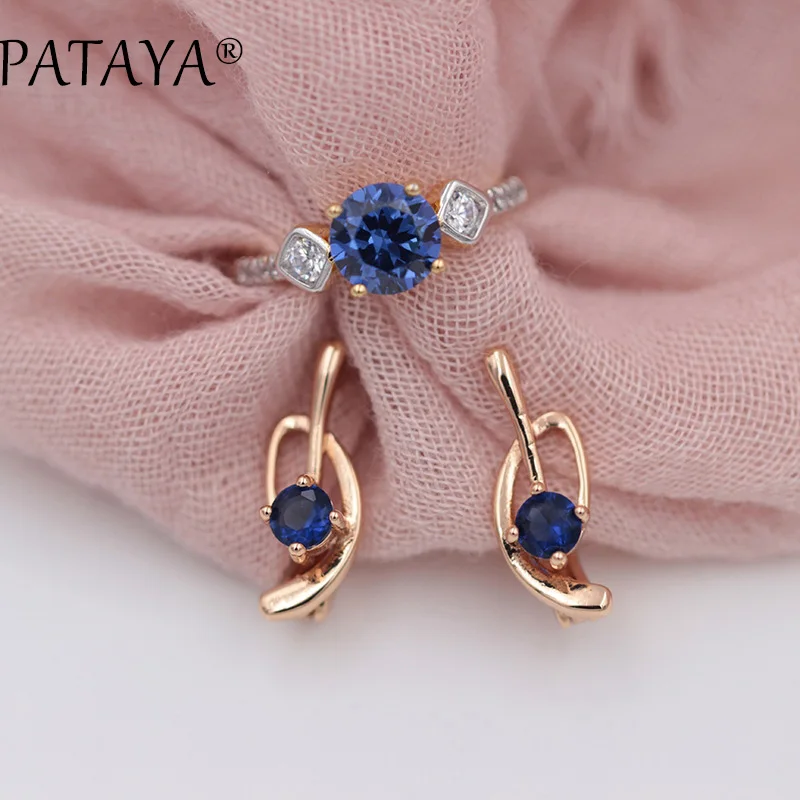PATAYA New Exclusive Letter Wedding Earrings Rings Sets 585 Rose Gold Dark Blue Natural Zircon Women Delicate Unique Jewelry Set
PATAYA New Exclusive Letter Wedding Earrings Rings Sets 585 Rose Gold Dark Blue Natural Zircon Women Delicate Unique Jewelry Set