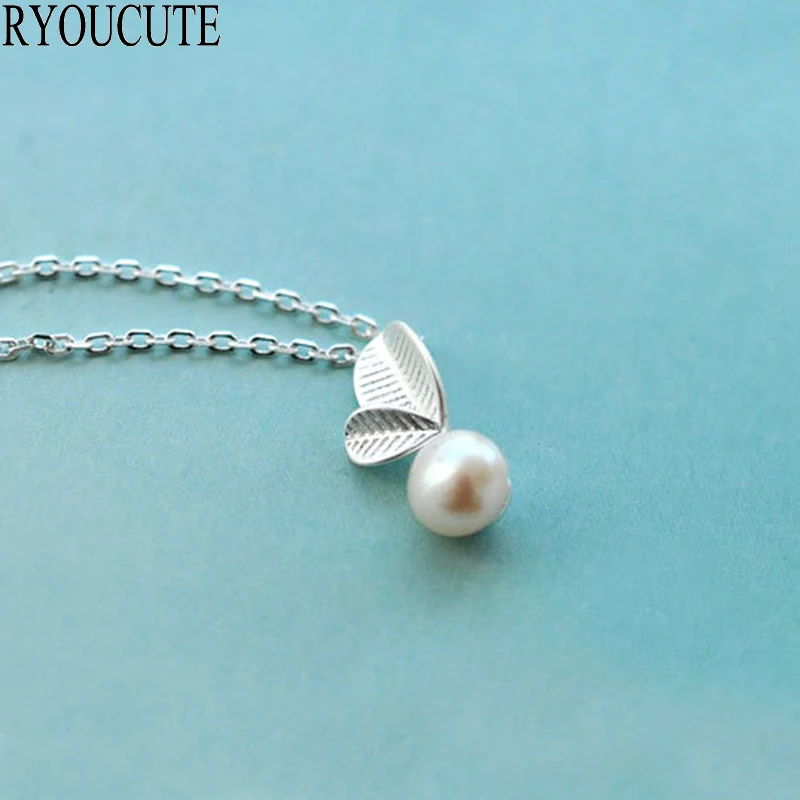 New Arrivals Silver Color Leaf Necklaces Pendants for Women Wedding Long Simulated Pearl Statement Jewelry | Украшения и