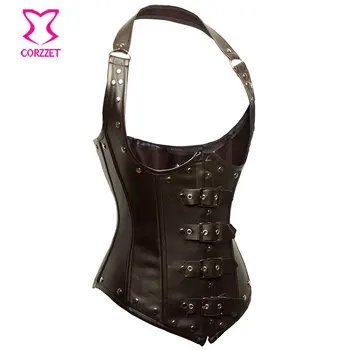 Halter Neck Brown Leather Bustier Steampunk Underbust Waist Slimming Corsets Steel Boned Corset Vest Gothic Corselet Corpete
Halter Neck Brown Leather Bustier Steampunk Underbust Waist Slimming Corsets Steel Boned Corset Vest Gothic Corselet Corpete