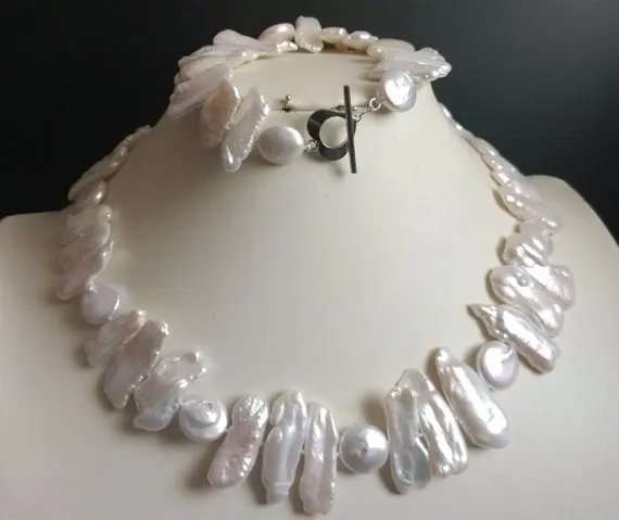 Natural Pearl Jewellery Set,18inches AA 12-30MM White Color Biwa Coin Genuine Freshwater Pearl Necklace Bracelet
Natural Pearl Jewellery Set,18inches AA 12-30MM White Color Biwa Coin Genuine Freshwater Pearl Necklace Bracelet