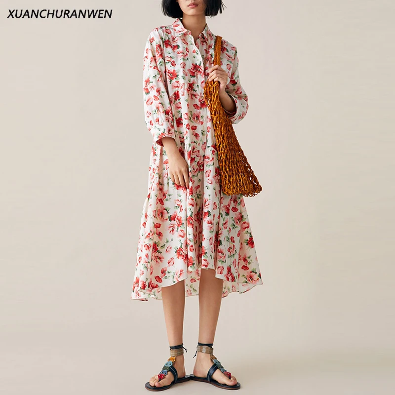 Women Spring Floral Knee Length Dress Plus Size Fashion Loose Dress Long Sleeve Turn Down Colloar Party Dress NX8785
Women Spring Floral Knee Length Dress Plus Size Fashion Loose Dress Long Sleeve Turn Down Colloar Party Dress NX8785