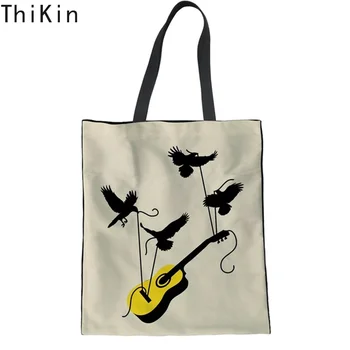 THIKIN Custom Fashion Guitar Birds Pattern Cotton Shopping Tote Bags for Woman Fashion Large Friendly Eco Bags Cloth Shopper Bag
THIKIN Custom Fashion Guitar Birds Pattern Cotton Shopping Tote Bags for Woman Fashion Large Friendly Eco Bags Cloth Shopper Bag
