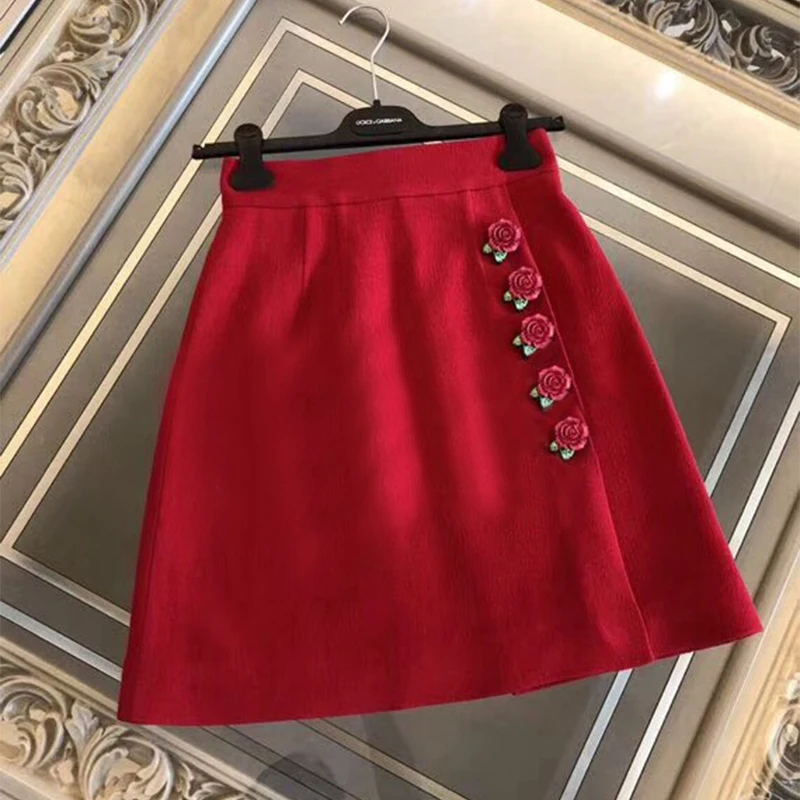 New Rose Button Decoration Hundred Sets of Women s Half length Skirt A Skirt Red Skirt
New Rose Button Decoration Hundred Sets of Women s Half length Skirt A Skirt Red Skirt