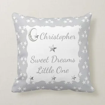 Throw Pillow Cover Gray and white with moon stars and baby name Pillow Case Home Decor Square Cushion Cover 18x18 Inch
Throw Pillow Cover Gray and white with moon stars and baby name Pillow Case Home Decor Square Cushion Cover 18x18 Inch