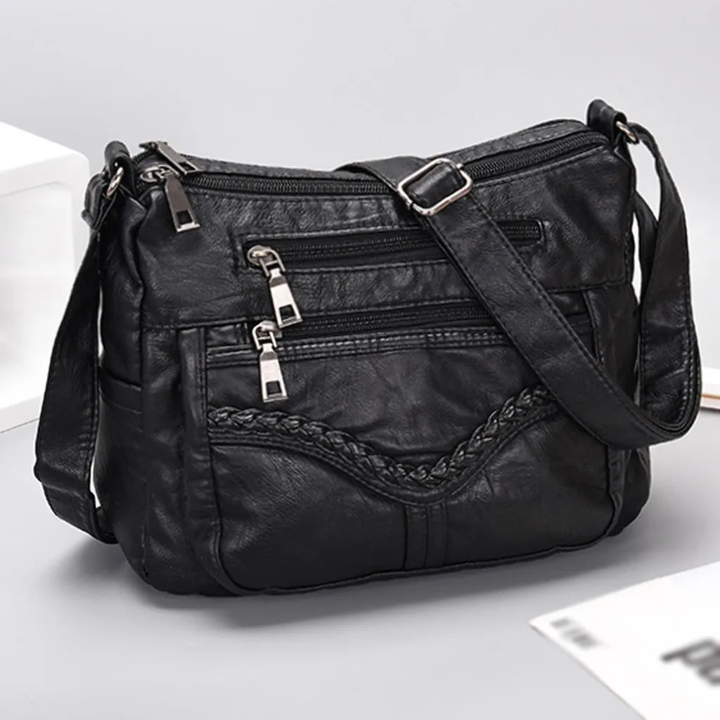 Italiano para mujeres Damas Negro Imitación Cuero Slouch Pequeño Bolso Bolsa