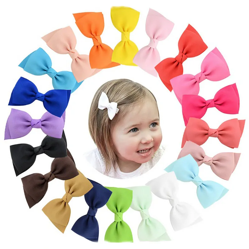 20pcs/lot 3 Inch Mix Color Popular cute Bow Grosgrain Children Hairpins Hair Accessory Infant Cute Clips Girls headdress A97 | Детская