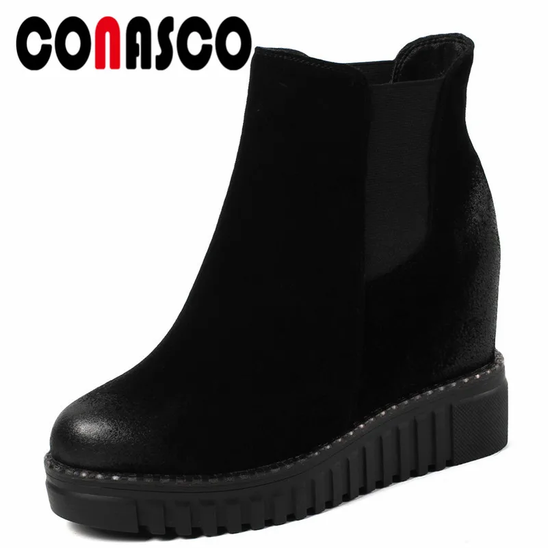 CONASCO Fashion Brand Women Ankle Boots Wedges High Heels Cow Suede Martin Shoes Woman Platforms Short Rome Style Basic Boots
CONASCO Fashion Brand Women Ankle Boots Wedges High Heels Cow Suede Martin Shoes Woman Platforms Short Rome Style Basic Boots
