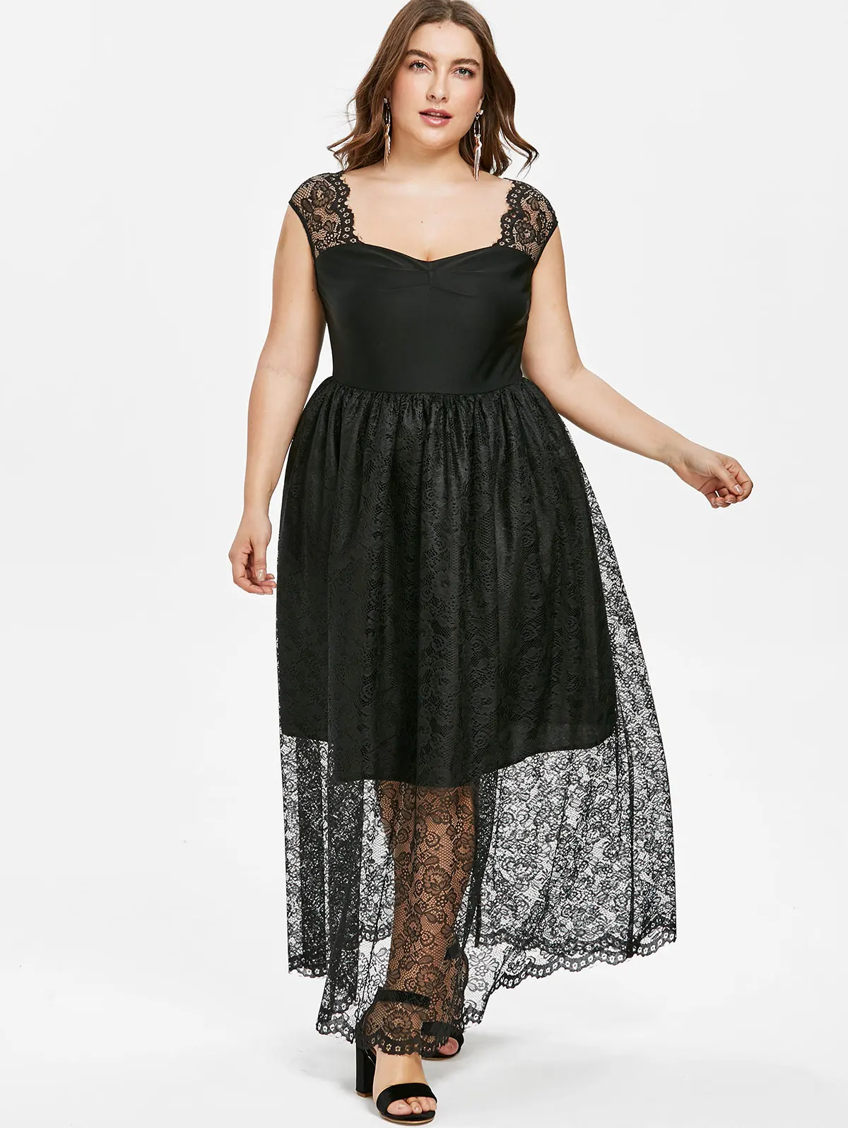 Wipalo Women Elegant Plus Size Floral Lace Ruched Dress Sweetheart Neck Cap Sleeve Vintage Retro Lace Party Dress Robe Femme
Wipalo Women Elegant Plus Size Floral Lace Ruched Dress Sweetheart Neck Cap Sleeve Vintage Retro Lace Party Dress Robe Femme