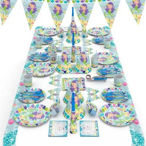 Mermaids Party Decoration Tableware Kit 1st Happy Birthday Party Paper Banner/Cups/Plate/Napkin Baby Shower Party Supplies
Mermaids Party Decoration Tableware Kit 1st Happy Birthday Party Paper Banner/Cups/Plate/Napkin Baby Shower Party Supplies