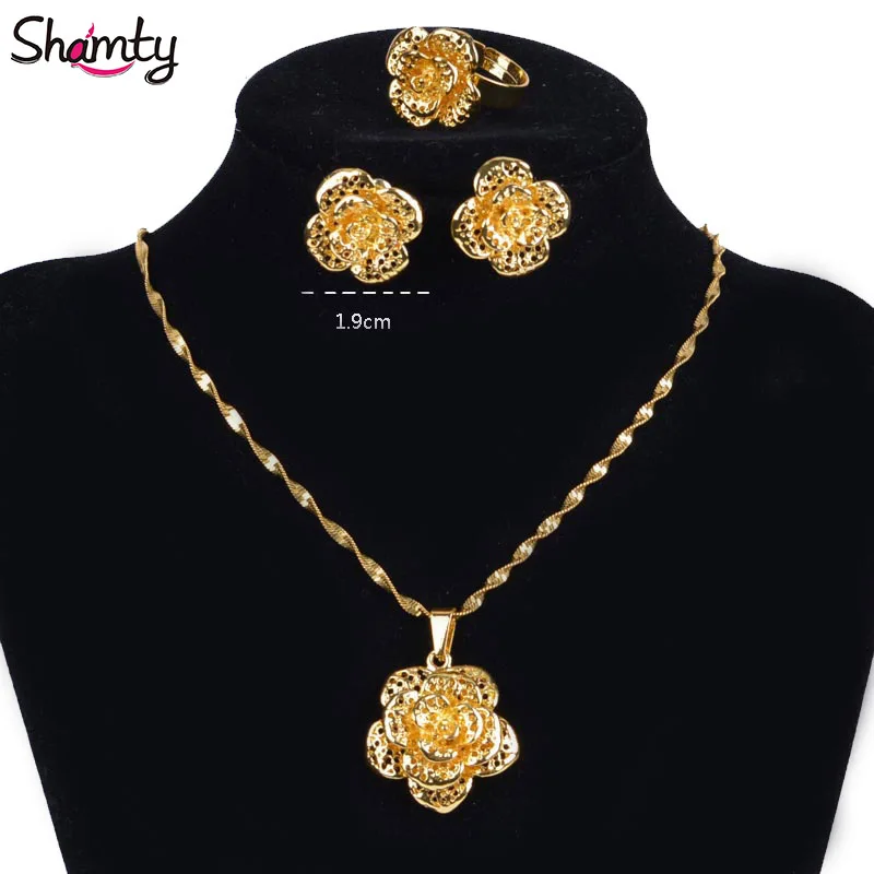 Shamty Flowers Sets Jewelry Trendy Women Pure Gold Color Exquisite Luxury Rose Necklace Sets High Quality A30003
Shamty Flowers Sets Jewelry Trendy Women Pure Gold Color Exquisite Luxury Rose Necklace Sets High Quality A30003
