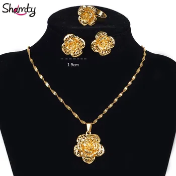 Shamty Flowers Sets Jewelry Trendy Women Pure Gold Color Exquisite Luxury Rose Necklace Sets High Quality A30003
Shamty Flowers Sets Jewelry Trendy Women Pure Gold Color Exquisite Luxury Rose Necklace Sets High Quality A30003