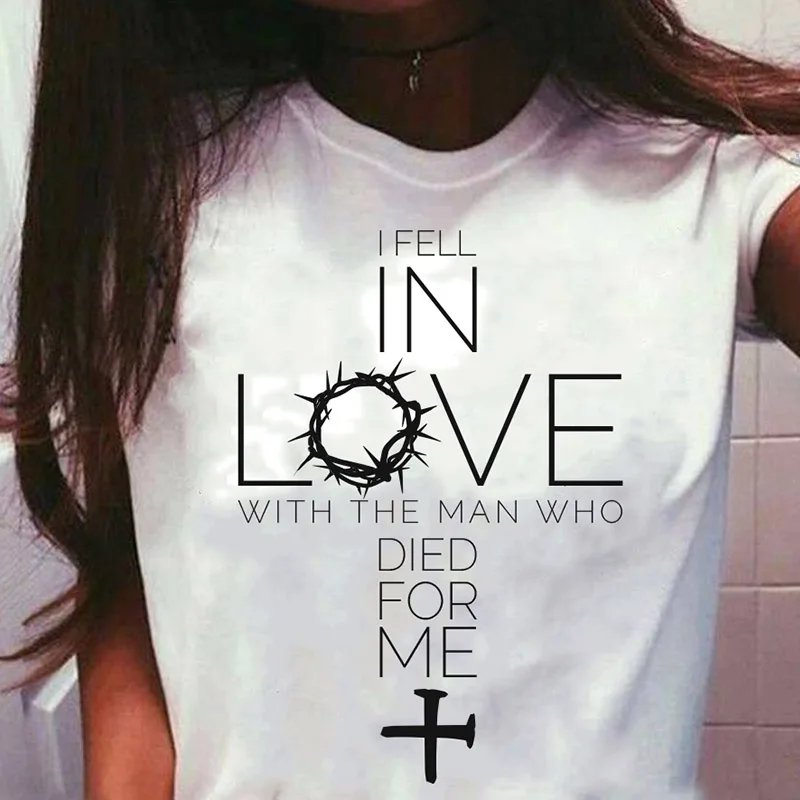 I Fell In Love with The Man Women T Shirt Cotton Christian Cross Short Sleeve Tops Plus Size Jesus Religion Tee Drop Shipping
I Fell In Love with The Man Women T Shirt Cotton Christian Cross Short Sleeve Tops Plus Size Jesus Religion Tee Drop Shipping