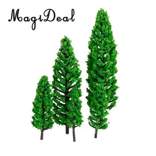 MagiDeal 10Pcs 1/50 Scale Green Train Set Scenery Landscape Plastic Model Tree for House Party Festival Xmas Garden Decor Layout