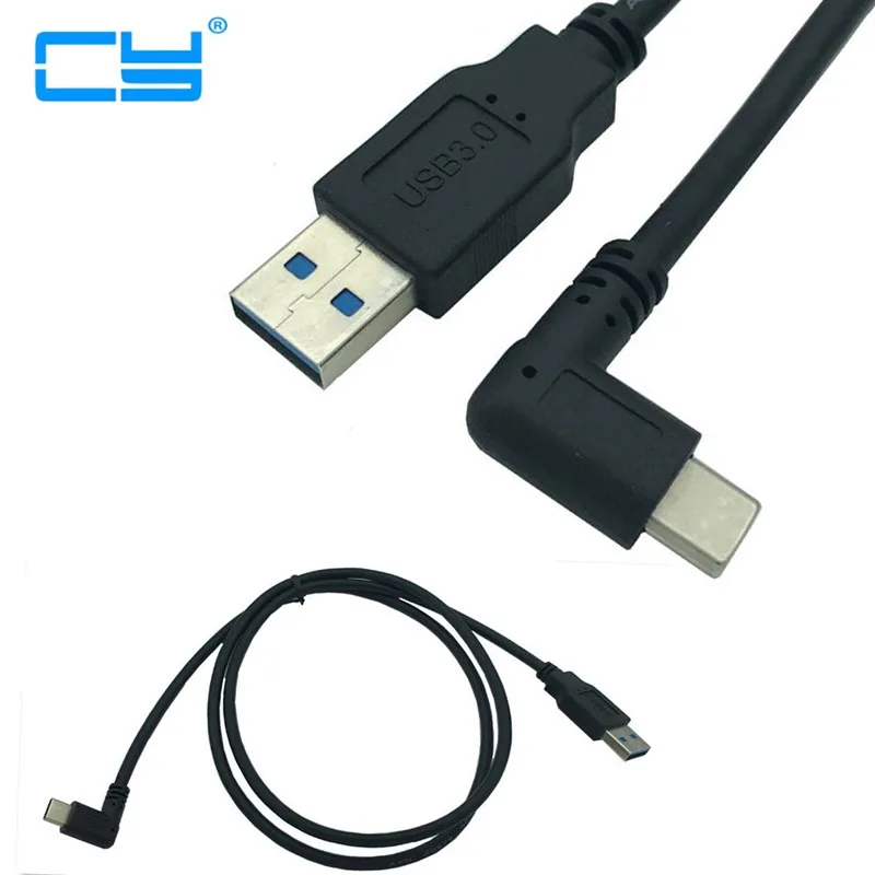 

1M 100cm USB 3.0 Type-A Male to USB3.1 Type-C Male Left Right Angle USB Data Sync Charge Cable Connector