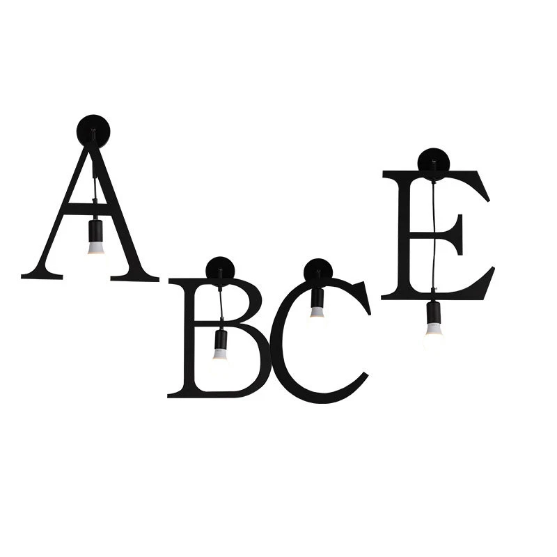 26 Letters DIY Iron Wall Light Vintage Industrial Wind Black Suspension E27 Wall lamp Coffee Bar Kitchen Cafe Home Decor Lamp
26 Letters DIY Iron Wall Light Vintage Industrial Wind Black Suspension E27 Wall lamp Coffee Bar Kitchen Cafe Home Decor Lamp