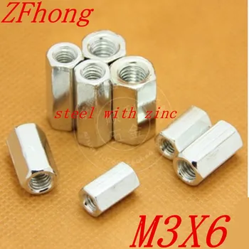 50PCS M3*6 steel with zinc hex coupling nut , long hex nut female to female thread
50PCS M3*6 steel with zinc hex coupling nut , long hex nut female to female thread