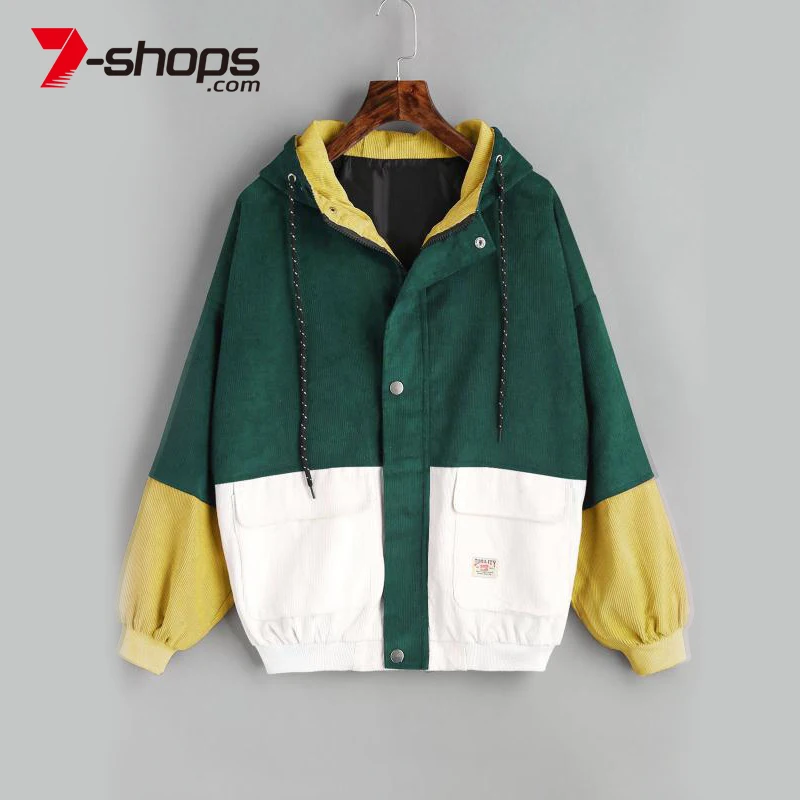 Winter Women Coat Warm Color Block Hooded Corduroy Jacket Drawstring Hit Color Patched Pocket Thick Basic Harajuku Windbreaker
Winter Women Coat Warm Color Block Hooded Corduroy Jacket Drawstring Hit Color Patched Pocket Thick Basic Harajuku Windbreaker