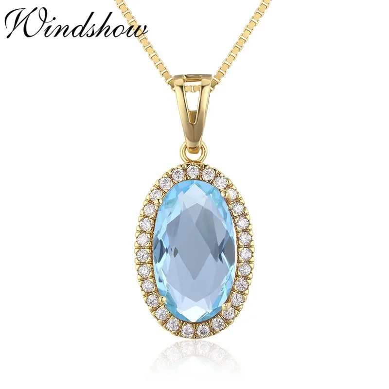 Big Large Oval Ocean Blue Stone CZ Accent Suspension Necklaces & Pendants Necklace Women Gold Color Chain Jewelry Collares 18"
Big Large Oval Ocean Blue Stone CZ Accent Suspension Necklaces & Pendants Necklace Women Gold Color Chain Jewelry Collares 18"