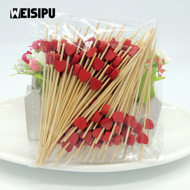 WEISIPU 100Pcs/bag New 12cm Bamboo Heart Food Picks Fruit Fork Sticks Buffet Cupcake Toppers Cocktail Wedding Party Decoration
WEISIPU 100Pcs/bag New 12cm Bamboo Heart Food Picks Fruit Fork Sticks Buffet Cupcake Toppers Cocktail Wedding Party Decoration