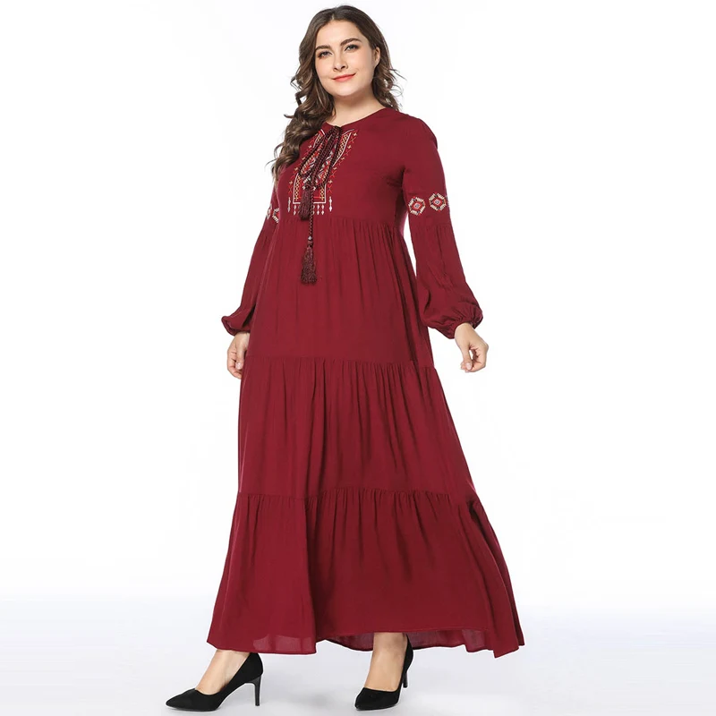 2019 Minimalism Embroidery Patchwork Rayon Maxi Long Dresses Long Bishop Sleeve Big Swing Long Dress Wine Plus Size M - 4XL
2019 Minimalism Embroidery Patchwork Rayon Maxi Long Dresses Long Bishop Sleeve Big Swing Long Dress Wine Plus Size M - 4XL