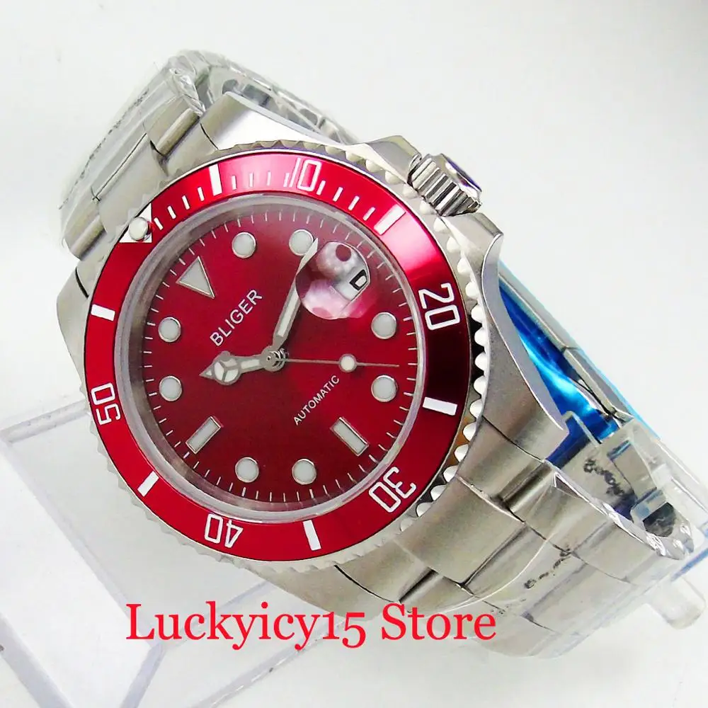 BLIGER Chinese Red Mechanical Men's Watch 40mm Red Dial Auto Date Sapphire Crystal Round Case Stainless Steel Bracelet
BLIGER Chinese Red Mechanical Men's Watch 40mm Red Dial Auto Date Sapphire Crystal Round Case Stainless Steel Bracelet