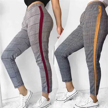 New Women Houndstooth Plaid Pencil Pants Casual Slim Side Striped Stretch Skinny Pants Trousers Bottom
New Women Houndstooth Plaid Pencil Pants Casual Slim Side Striped Stretch Skinny Pants Trousers Bottom