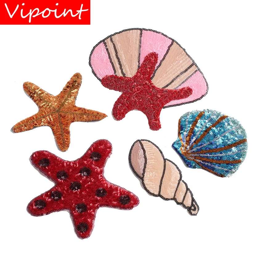 VIPOINT embroidery Sequins big starfish patches shell patches badges applique patches for clothing JW-145
VIPOINT embroidery Sequins big starfish patches shell patches badges applique patches for clothing JW-145