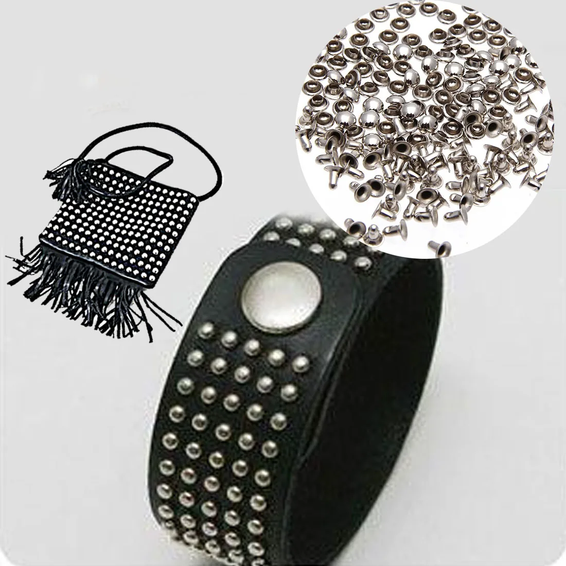 New 100pcs Punk Spikes Studs Round Flat Rapid Mushroom Decorative Rivets DIY Set 6mm For Clothes Clothing Bag Shoes Leather
New 100pcs Punk Spikes Studs Round Flat Rapid Mushroom Decorative Rivets DIY Set 6mm For Clothes Clothing Bag Shoes Leather