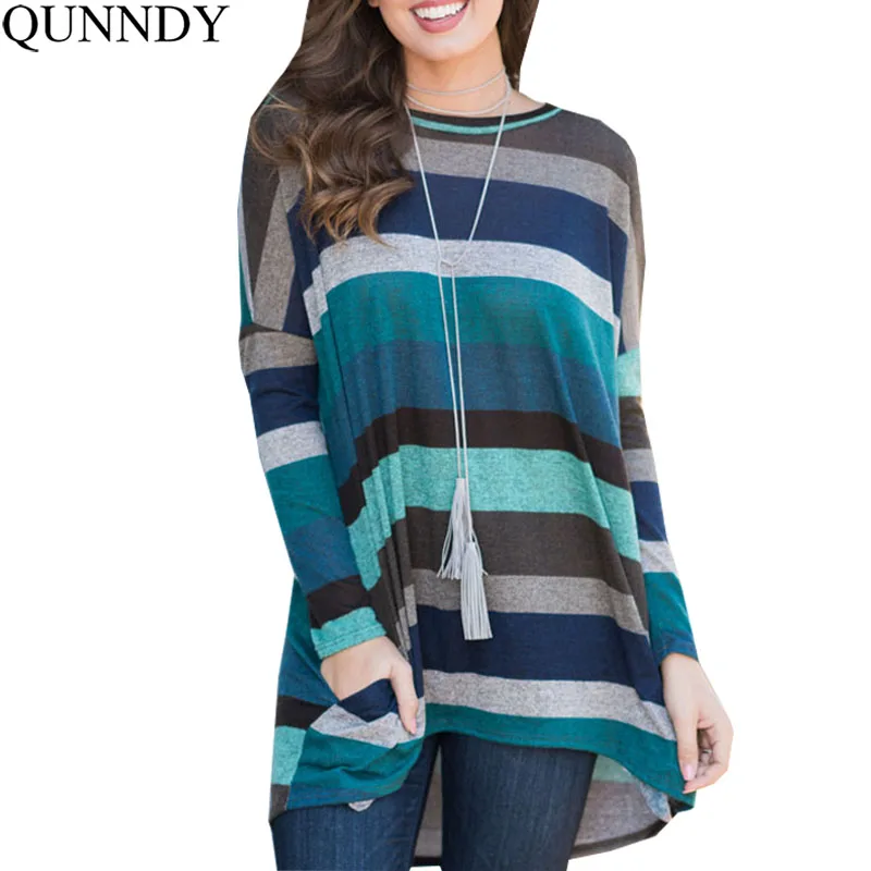 Qunndy Fashion Long Sleeve Women's Top Tees Striped Printed Winter Autumn Loose Blouses Shirts Femme Ladies Clothes 2018
Qunndy Fashion Long Sleeve Women's Top Tees Striped Printed Winter Autumn Loose Blouses Shirts Femme Ladies Clothes 2018