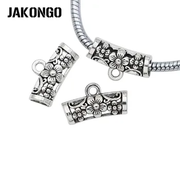 JAKONGO Tibetan Silver Plated Flower Bail for European Bracelet Pendants for Jewelry Making DIY Handmade Craft 20x11mm 15pcs
JAKONGO Tibetan Silver Plated Flower Bail for European Bracelet Pendants for Jewelry Making DIY Handmade Craft 20x11mm 15pcs