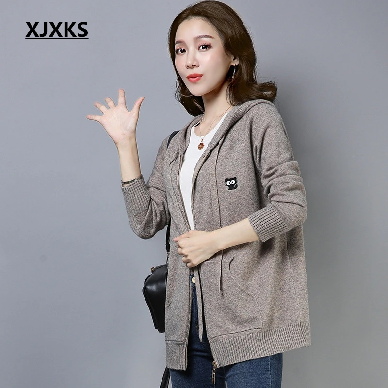 XJXKS autumn sweaters fashion 2018 women cardigan hooded jumper long sleeved wool knitted streetwear zipper womens sweater coat
XJXKS autumn sweaters fashion 2018 women cardigan hooded jumper long sleeved wool knitted streetwear zipper womens sweater coat