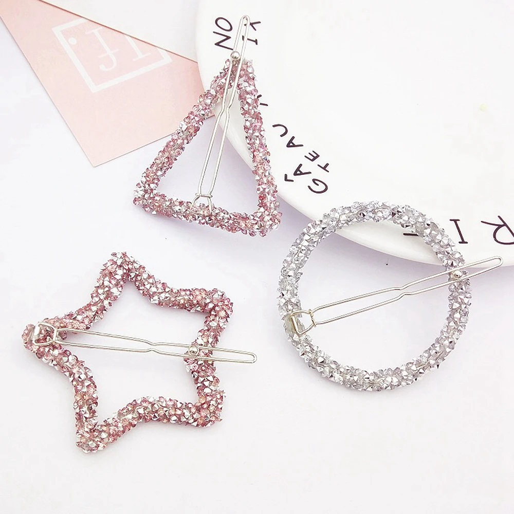 1PC Crystal Rhinestones Hair Clips Round Triangle Star Shape Hairpins Girls Woman Hairgrips Metal Barrettes Hair Accessories
1PC Crystal Rhinestones Hair Clips Round Triangle Star Shape Hairpins Girls Woman Hairgrips Metal Barrettes Hair Accessories