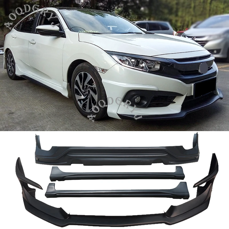 Unpainted Front and rear bumper lip Spoiler & side skirt modification kit For Honda Civic 4DR sedan 2016-2018 4pcs
Unpainted Front and rear bumper lip Spoiler & side skirt modification kit For Honda Civic 4DR sedan 2016-2018 4pcs