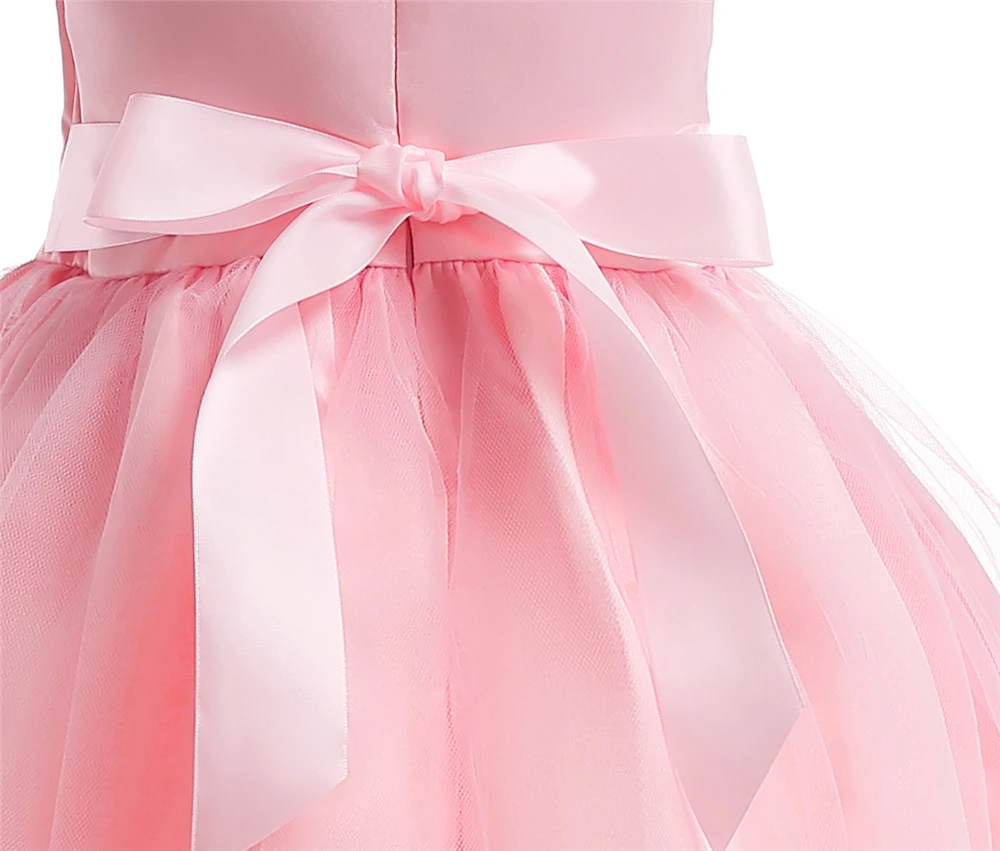 Flower Girls Dress 2018 New V neck Princess Party Children Wedding Dresses For Girls Costumes Cute Tulle Kids Dresses 10 Years (4)