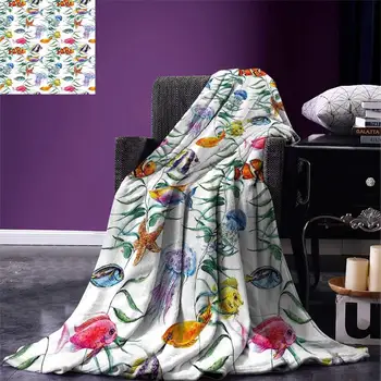 Jellyfish Throw Blanket Tropical Coral Reef with Seaweed Algae Jellyfish Aquatic Saltwater Nemo Theme Warm Microfiber
Jellyfish Throw Blanket Tropical Coral Reef with Seaweed Algae Jellyfish Aquatic Saltwater Nemo Theme Warm Microfiber