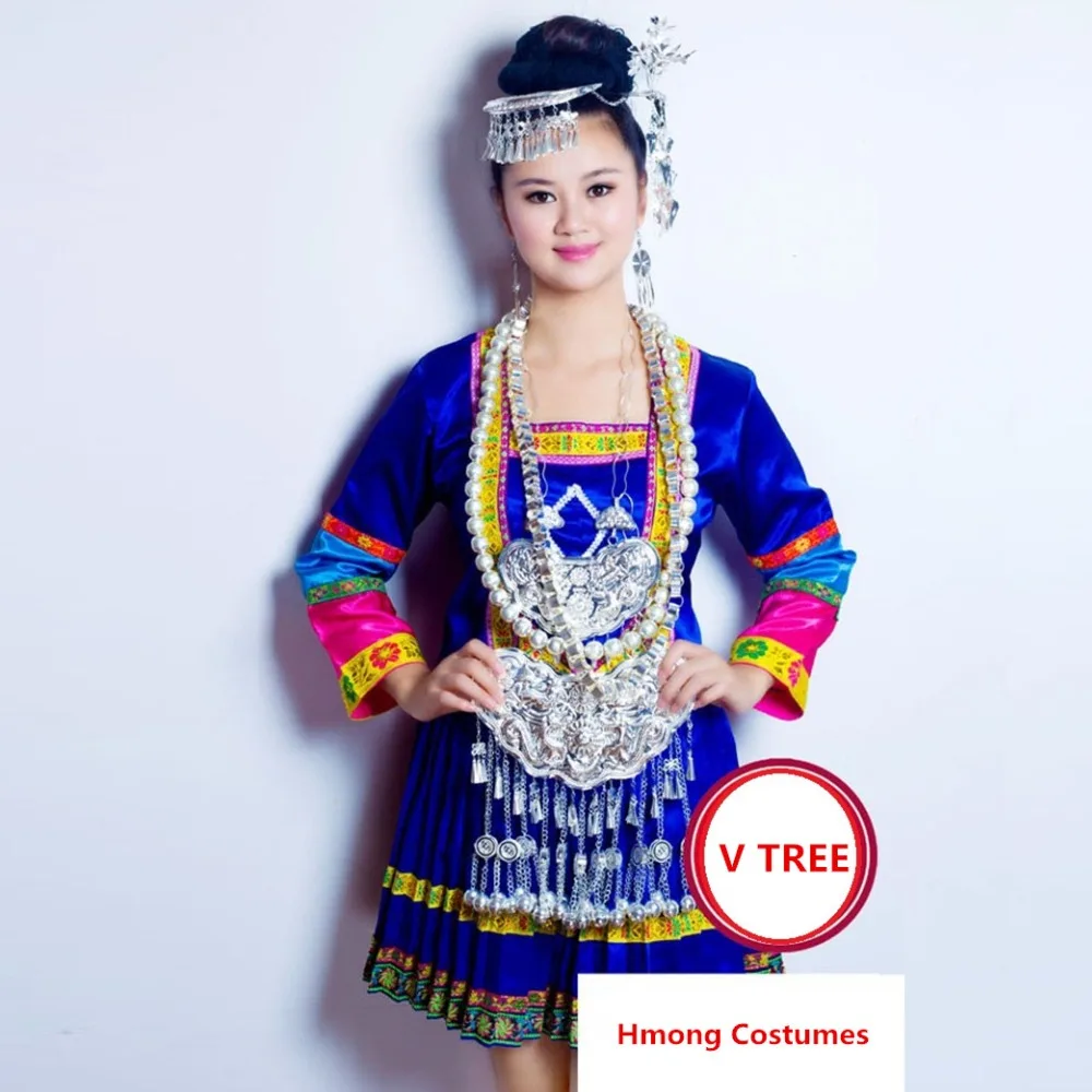 Женская Одежда для танцев Tujia/Miao/Dong платье китайского фолк этинс костюмы хмонг