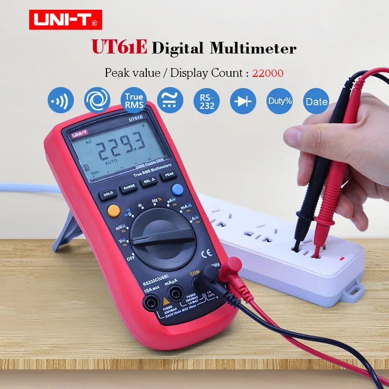 Trus RMS Digital Multimeter UNI-T UT61E AC DC voltage current meter Resistance Capacitance Frequency Tester PC Connect Data Hold
Trus RMS Digital Multimeter UNI-T UT61E AC DC voltage current meter Resistance Capacitance Frequency Tester PC Connect Data Hold
