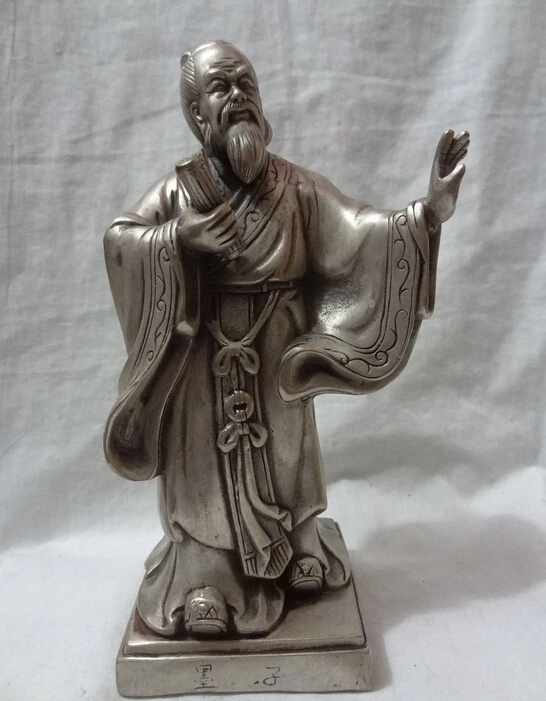 8" Chinese Silver Literati Mo-tse Set Volume Stand MoZi Hand Up Statue Sculpture
8" Chinese Silver Literati Mo-tse Set Volume Stand MoZi Hand Up Statue Sculpture