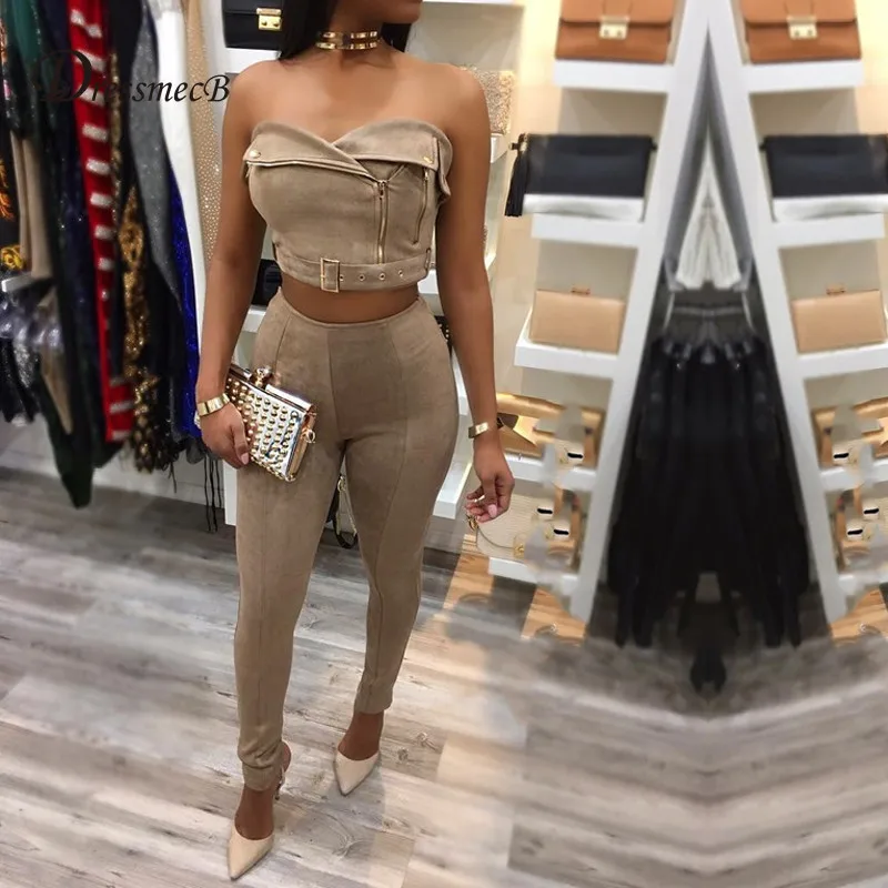 DRESSMECB Autumn Party Sleeveless Jumpsuits Two Pieces Set Ladies Strapless Elegant Crop Top Sexy Romper Women Zipper Overalls
DRESSMECB Autumn Party Sleeveless Jumpsuits Two Pieces Set Ladies Strapless Elegant Crop Top Sexy Romper Women Zipper Overalls