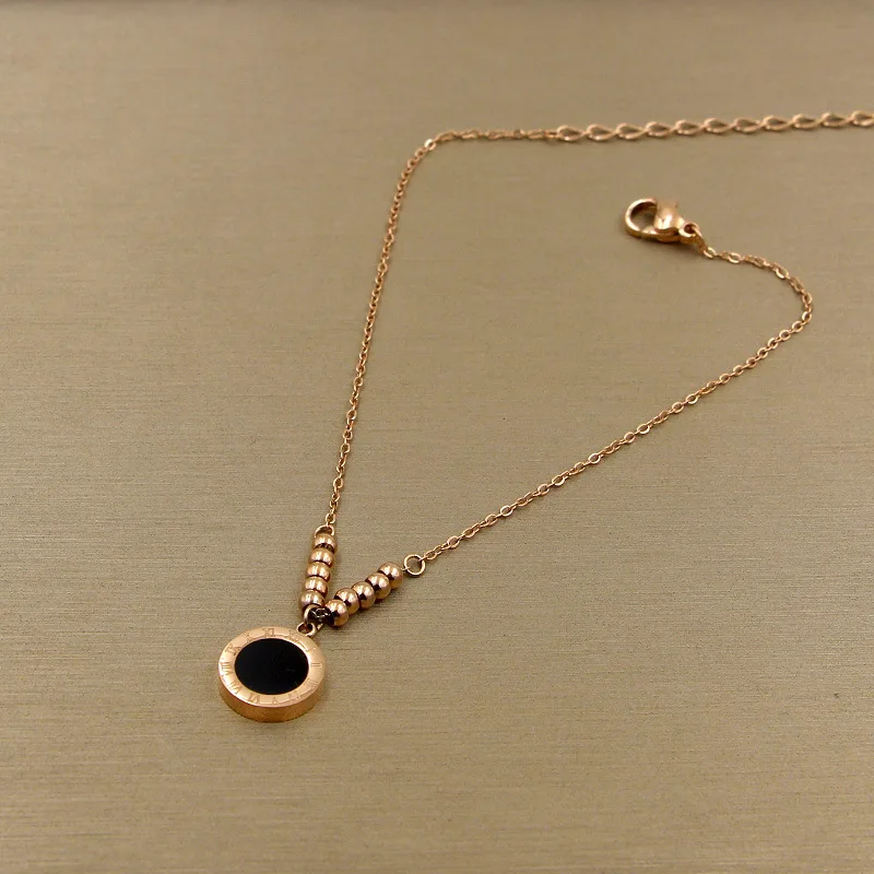 Fashion Stainless Steel Love Bead Charm Anklets Rose Gold Color Shell Roman Numerals Round Anklet Bracelet Woman Gift
Fashion Stainless Steel Love Bead Charm Anklets Rose Gold Color Shell Roman Numerals Round Anklet Bracelet Woman Gift
