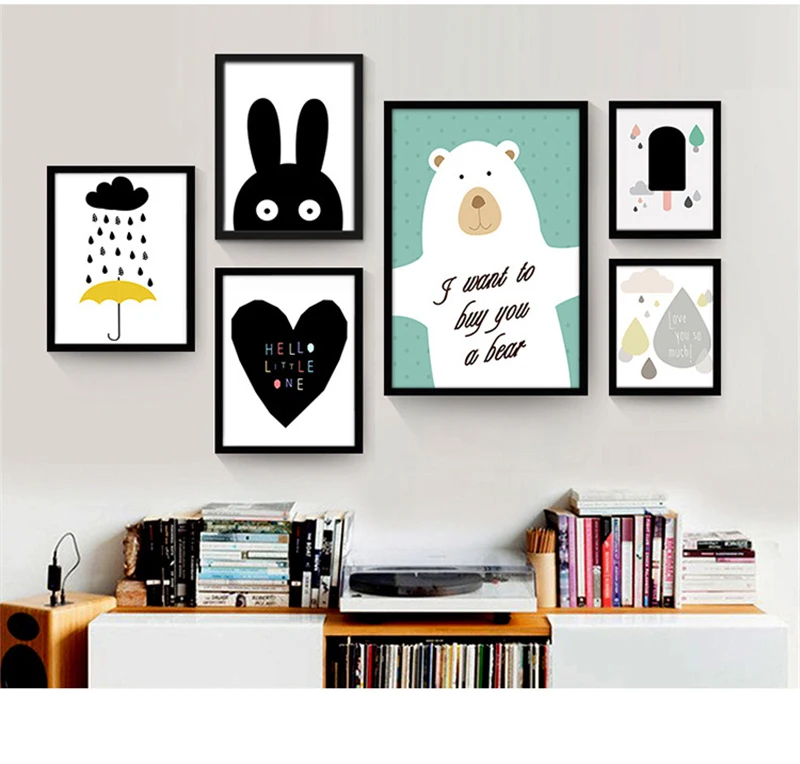 Canvas Painting for kids Room decor Nordic style painting Cartoon Bear Rabbit Umbrella poster printed wall art picture
Canvas Painting for kids Room decor Nordic style painting Cartoon Bear Rabbit Umbrella poster printed wall art picture
