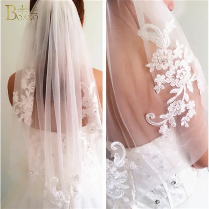BOAKO One Layer Short Tulle Wedding Veils With Comb White Ivory Waist Length Beaded Diamond Appliqued Bridal Veil Veu de Noiva
BOAKO One Layer Short Tulle Wedding Veils With Comb White Ivory Waist Length Beaded Diamond Appliqued Bridal Veil Veu de Noiva