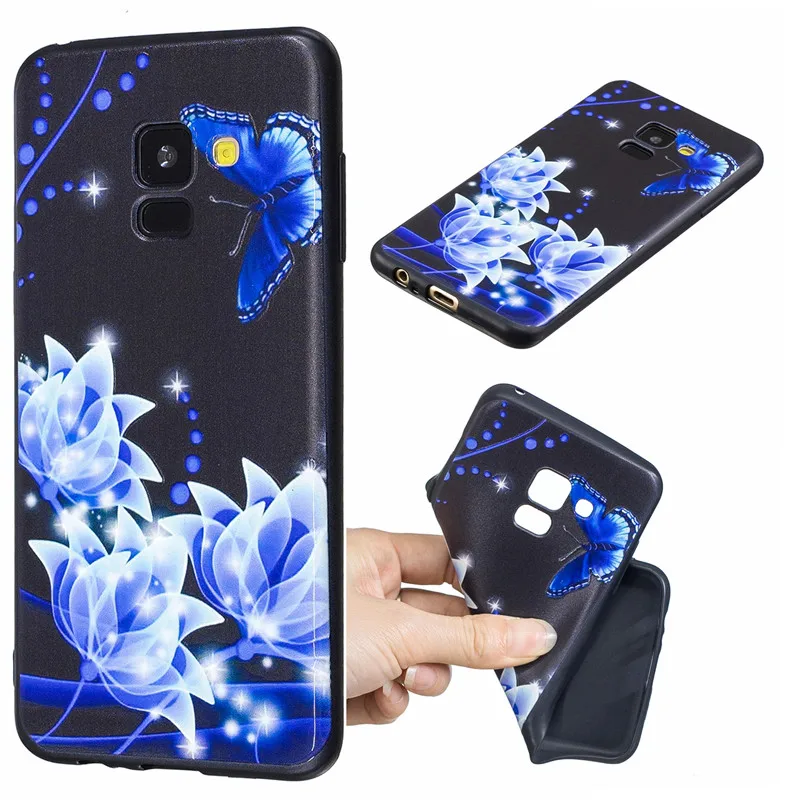 Silicon Phone Case For Samsung Galaxy A6 A8 A7 A750 J4 J6 J8 2018 J5 Black Butterfly Cases For Samsung S8 S9 Note9Soft TPU Cover (11)