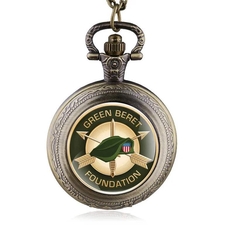 Fashion Green Beret Soldier Badge Quartz Pocket Watch Time Gem Necklace Pendant Accessories Men's and Women's Gifts
Fashion Green Beret Soldier Badge Quartz Pocket Watch Time Gem Necklace Pendant Accessories Men's and Women's Gifts