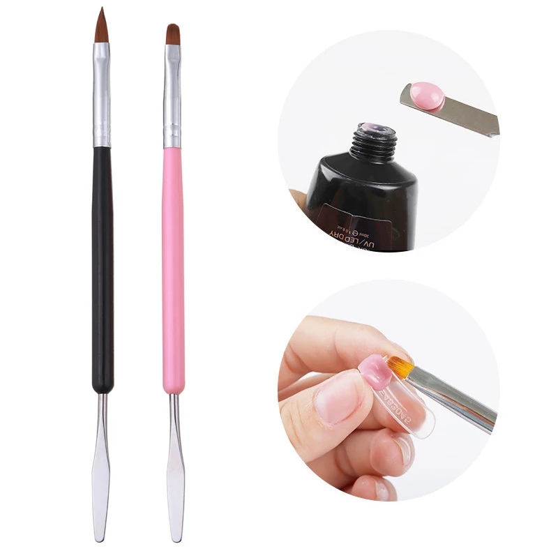 

1Pc Dual Ended Nail Art Acrylic UV GEL Extension Builder Flower Painting Brush Pen Poly Gel Spatula Stick Manicure Tool