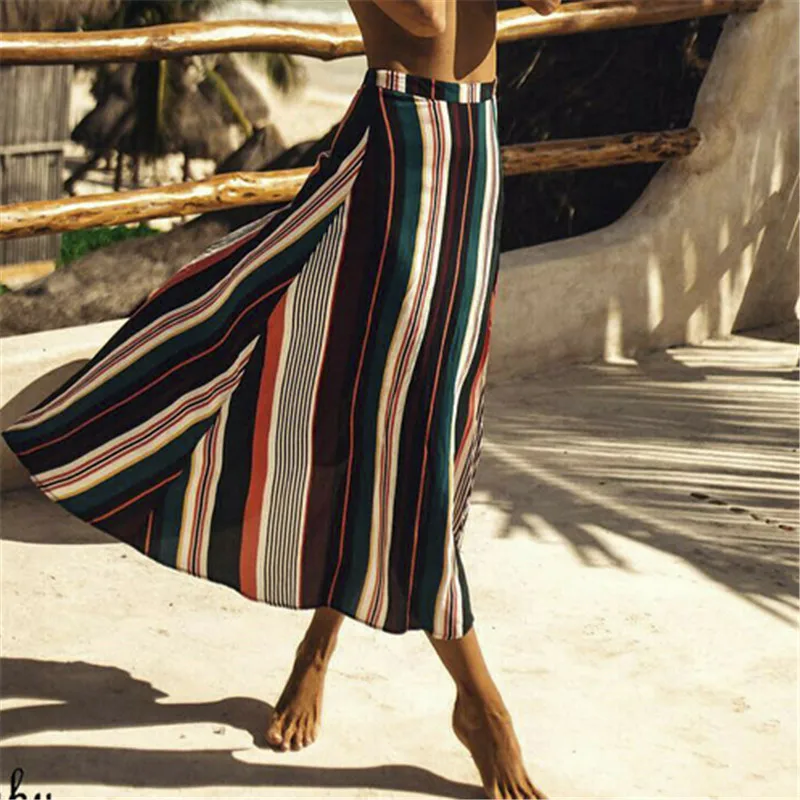 Women Elastic High Waist Split Skirt Ladies Casual Sexy Colorful Striped High Waist Long High Leg Split Sun Skirt
Women Elastic High Waist Split Skirt Ladies Casual Sexy Colorful Striped High Waist Long High Leg Split Sun Skirt